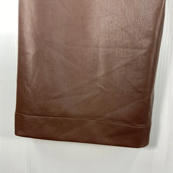 Maeve The Colette Cropped Vegan Leather Pants Chocolate Brown Womens 32 Petite - Picture 8 of 13